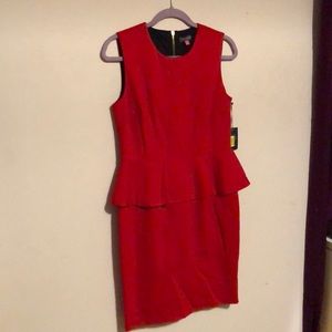 NWT Vince Camuto Jersey Red Peplum Dress